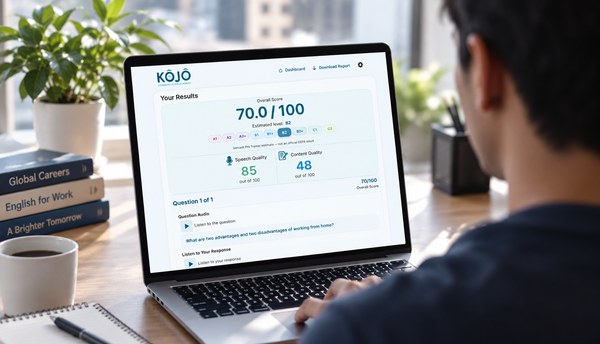 Reviewing AI feedback results on the Kōjō results screen